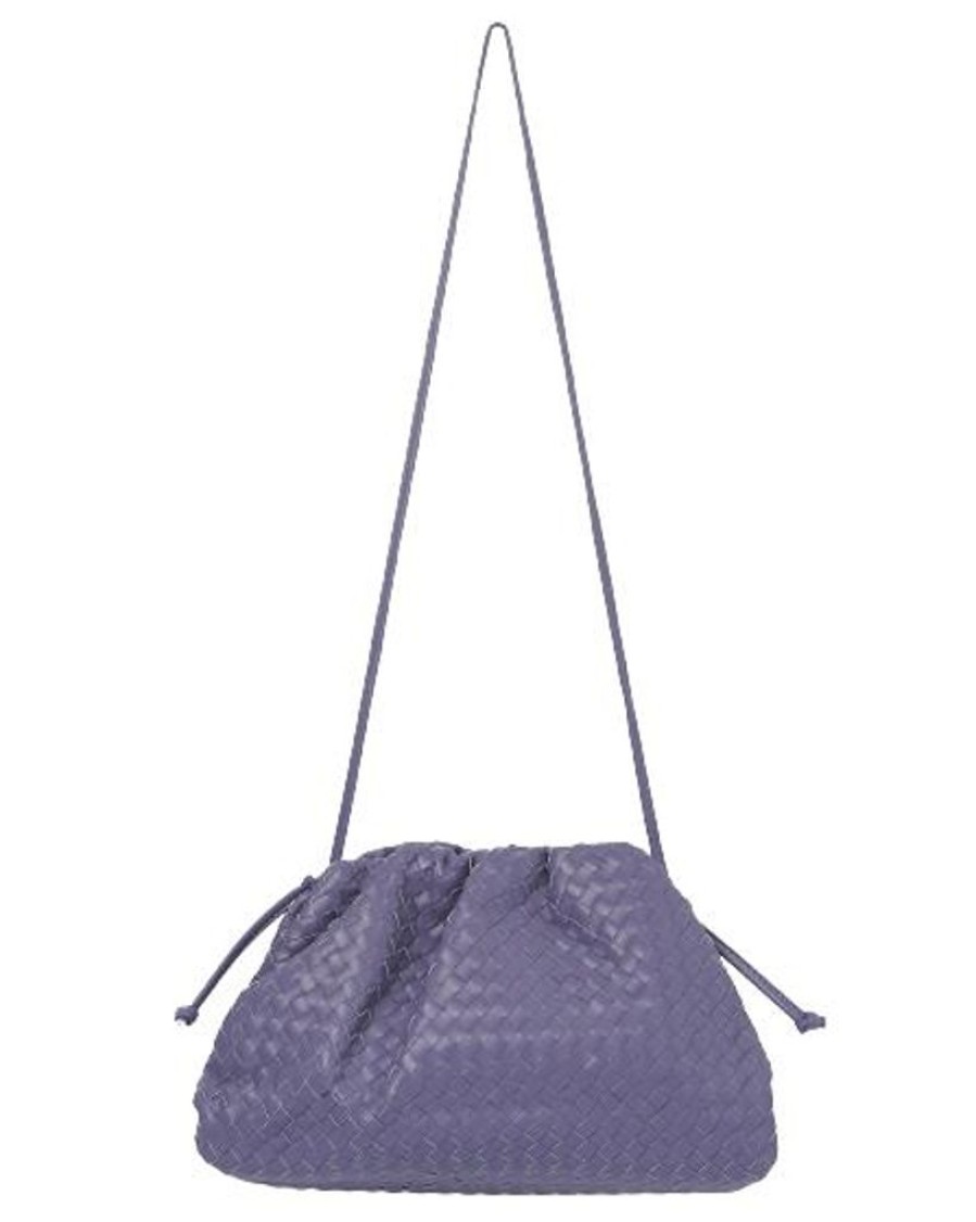 Handbags Izoa | Izoa Vincenza Woven Leather Clutch Crossbody Bag Lilac Purple