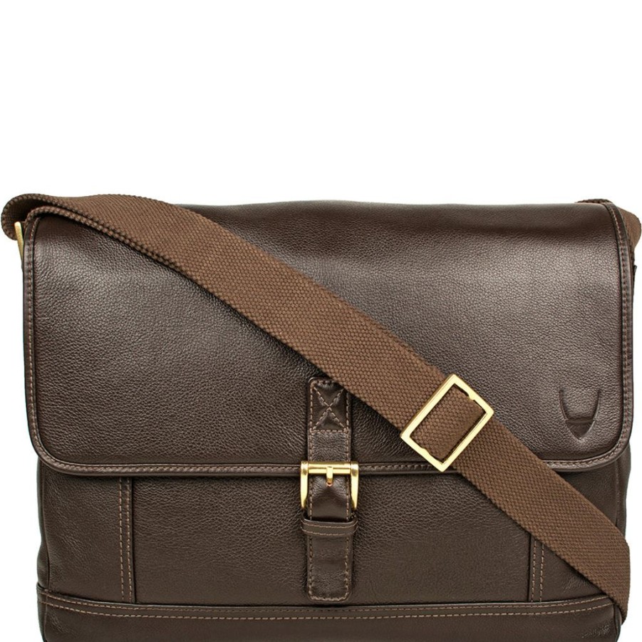 Men Hidesign Satchels & Messengers | Hidesign Hunter Leather Messenger Bag Brown