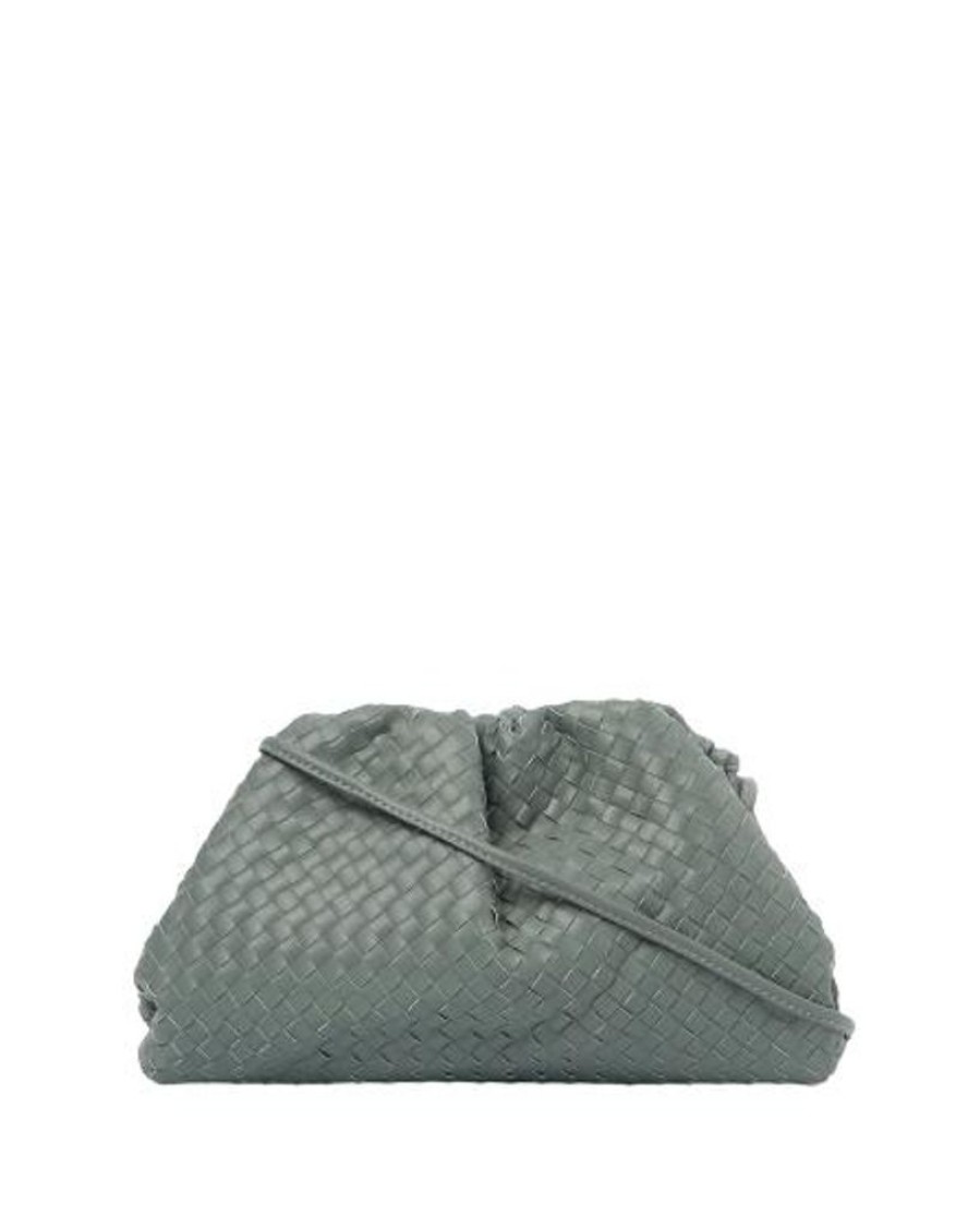 Handbags Izoa | Izoa Vincenza Woven Leather Clutch Crossbody Bag Grey