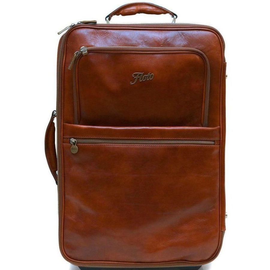 Handbags Floto Leather | Floto Leather Fc Pull Trolley Luggage Vecchio Brown