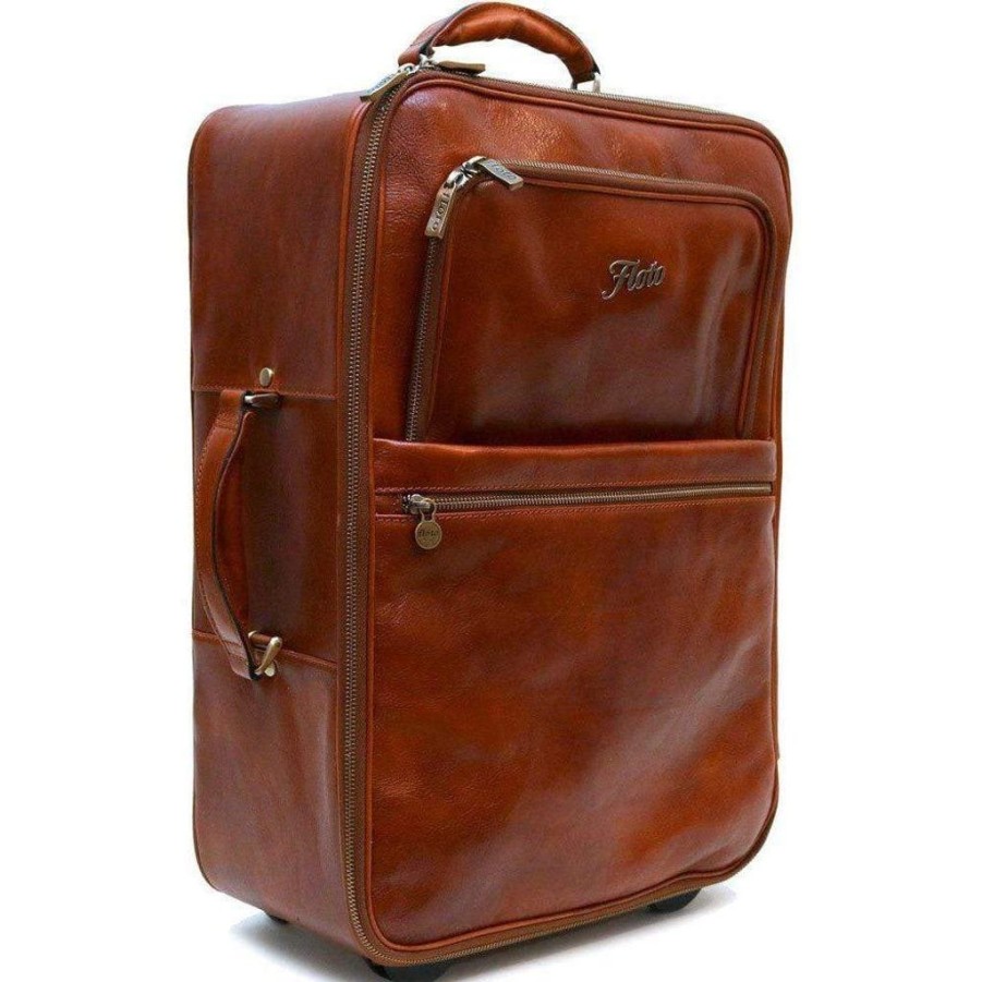 Handbags Floto Leather | Floto Leather Fc Pull Trolley Luggage Vecchio Brown