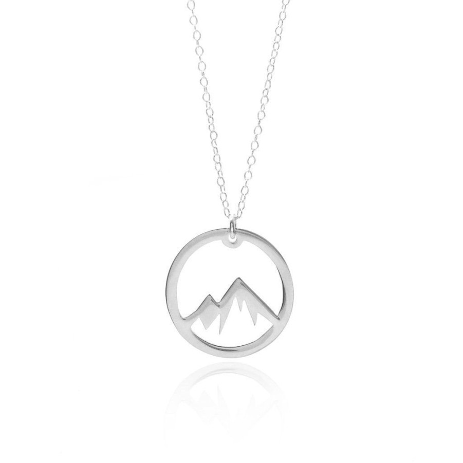 Jewellery Sincerely Silver Necklaces | Sincerely Silver Circle Mountain Necklace Sterling Silver Adventure Necklace