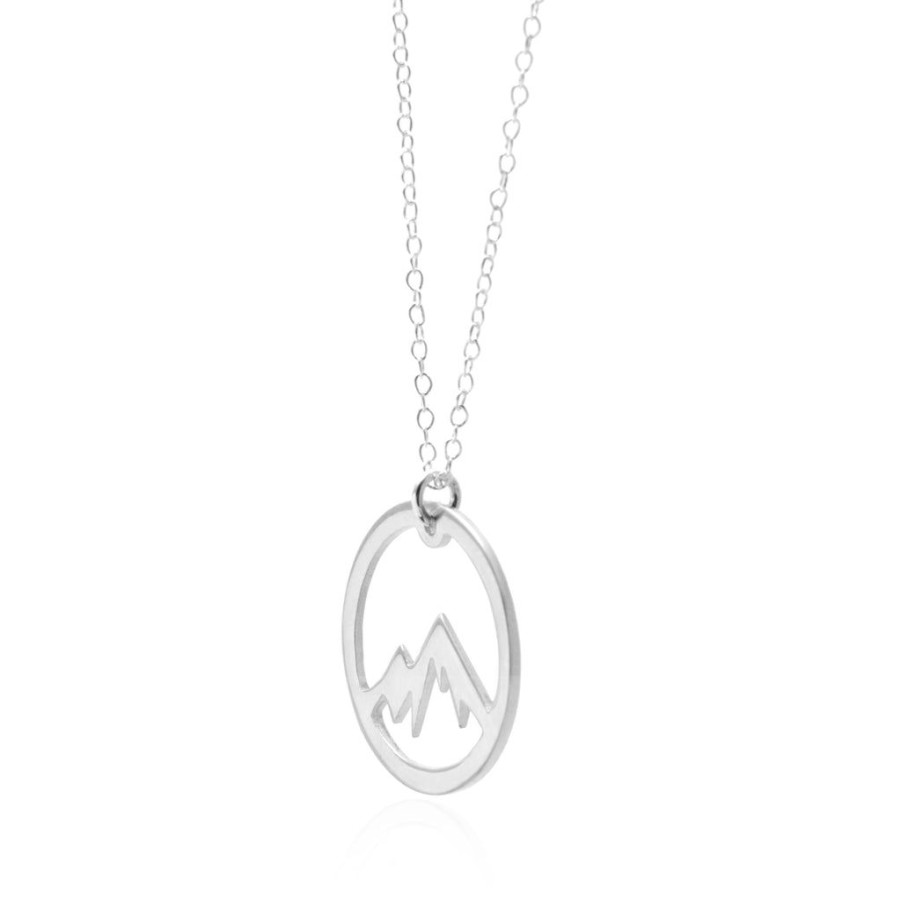 Jewellery Sincerely Silver Necklaces | Sincerely Silver Circle Mountain Necklace Sterling Silver Adventure Necklace