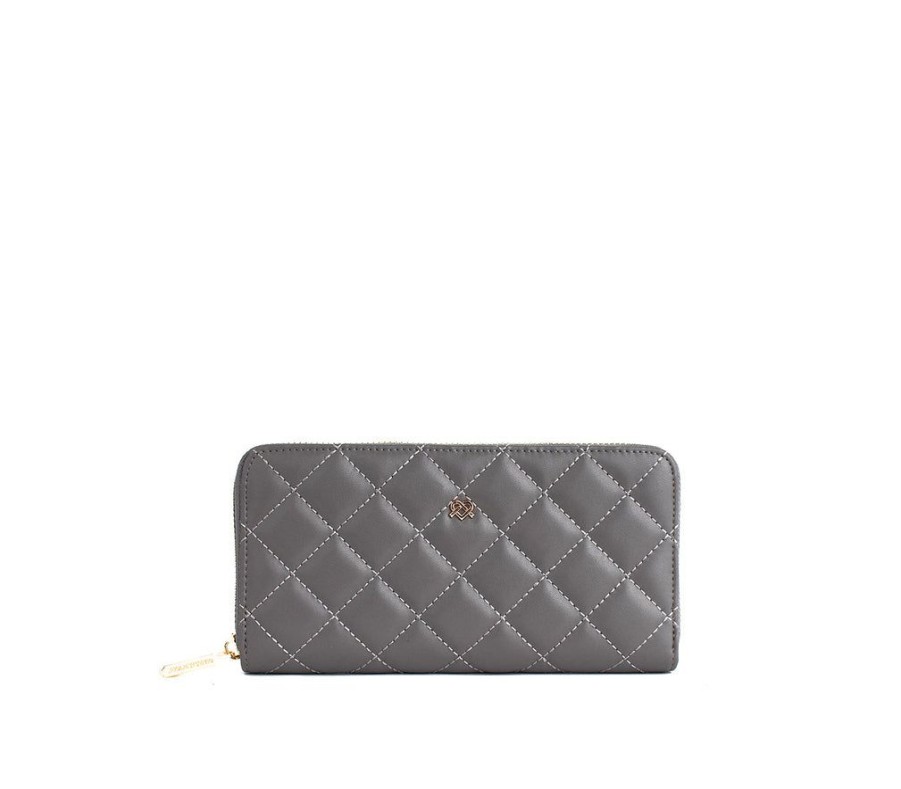 Wallets GUNAS NEW YORK Zip Around Wallets | Gunas New York Uptown Quilted Grey Zip Wallet