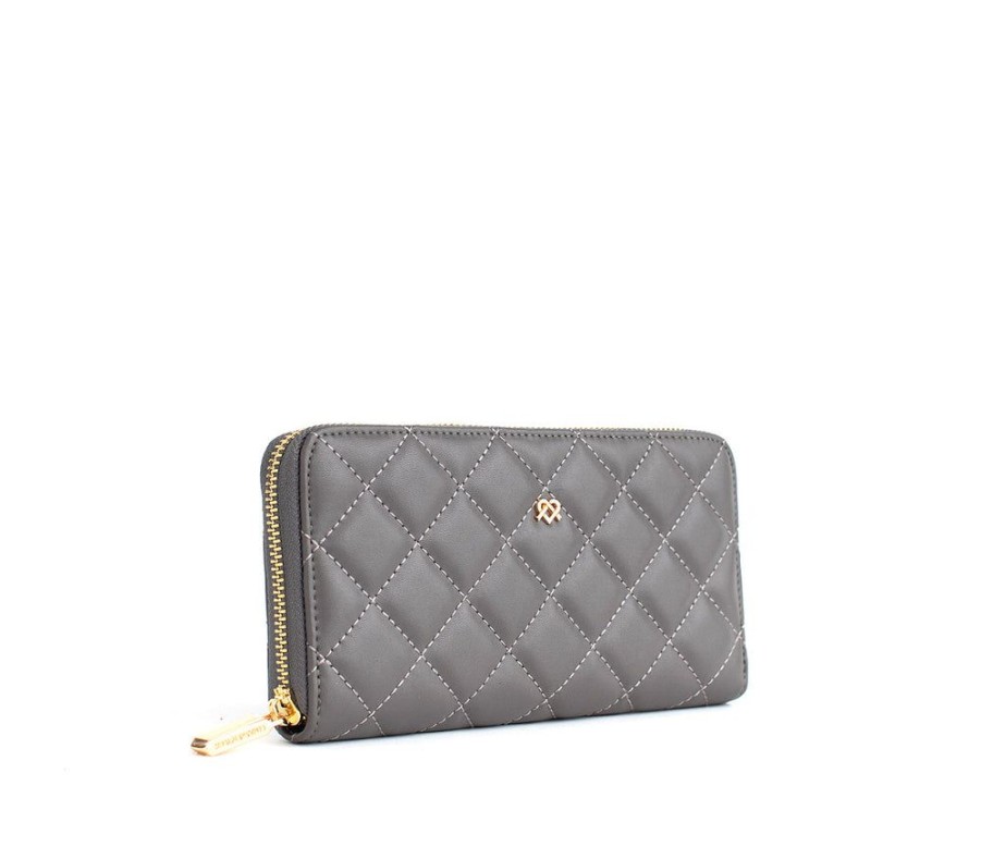 Wallets GUNAS NEW YORK Zip Around Wallets | Gunas New York Uptown Quilted Grey Zip Wallet