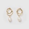 Jewellery Izoa Earrings | Izoa Serenity Earrings Gold Freshwater Pearl