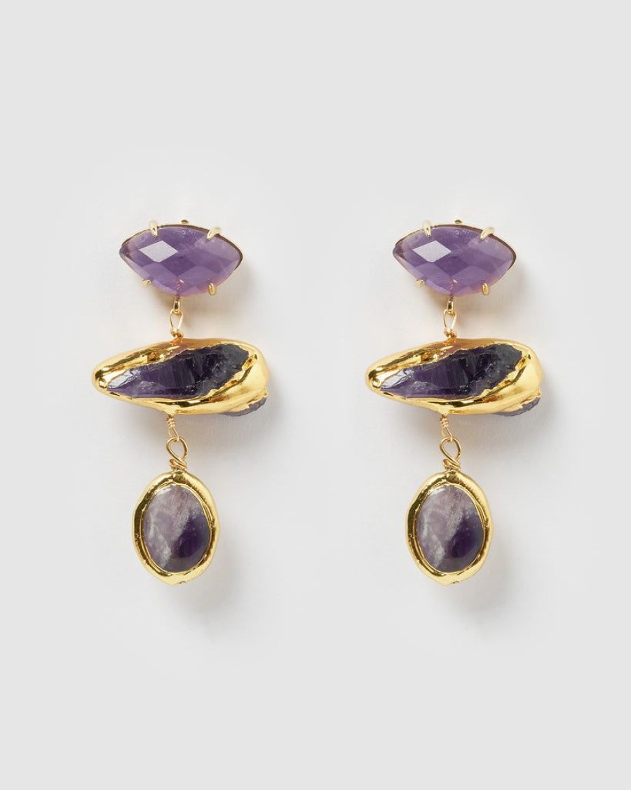 Jewellery Miz Casa & Co Earrings | Miz Casa & Co Celeste Earrings Amethyst Gold