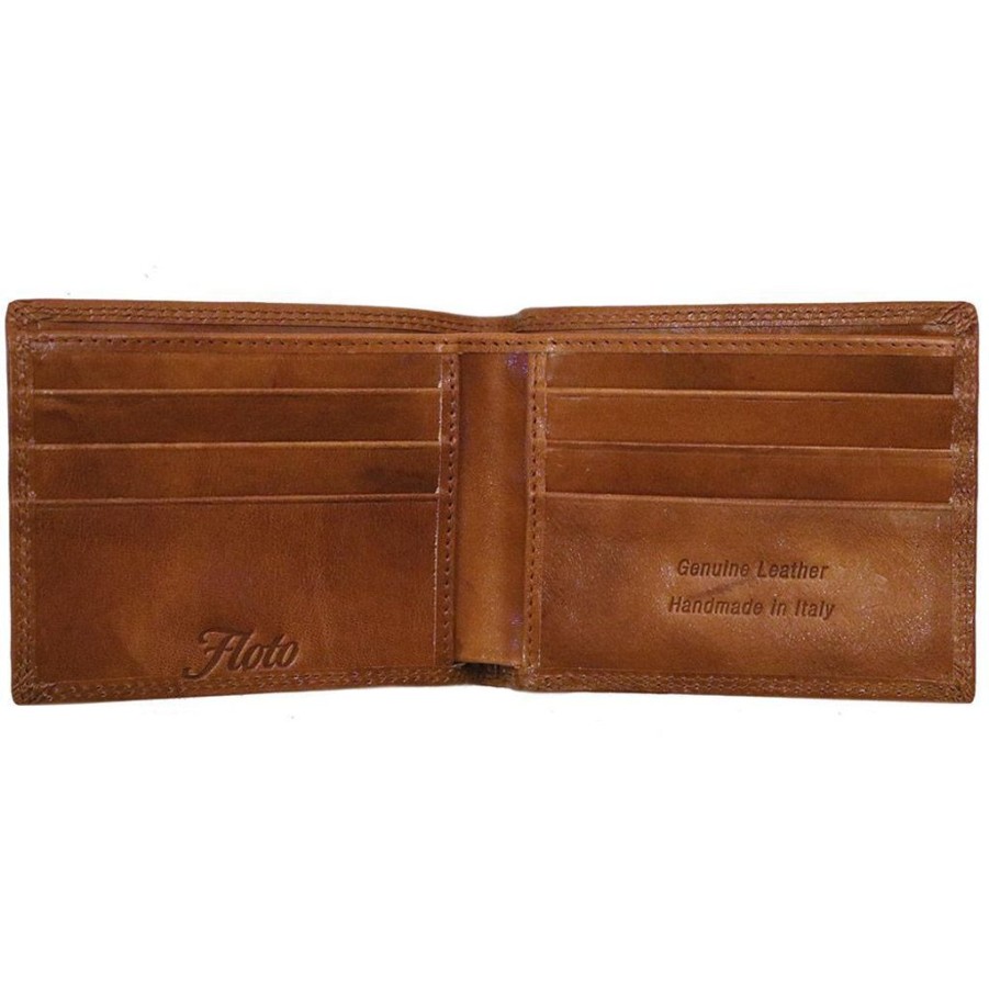 Wallets Floto Leather Bifold & Trifold Wallets | Floto Leather Roma Wallet Olive (Honey) Brown