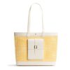 Handbags GUNAS NEW YORK | Gunas New York St. Tropez Off White Yellow Straw Tote