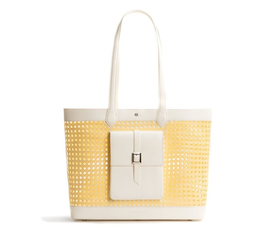 Handbags GUNAS NEW YORK | Gunas New York St. Tropez Off White Yellow Straw Tote