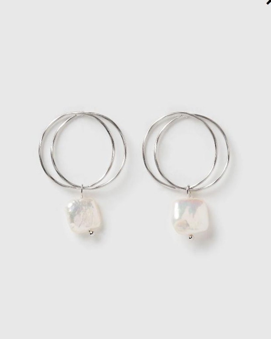 Jewellery Izoa Earrings | Izoa Lucid Earrings Silver Freshwater Pearl