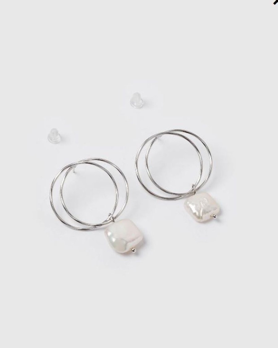 Jewellery Izoa Earrings | Izoa Lucid Earrings Silver Freshwater Pearl