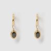 Jewellery Miz Casa & Co Earrings | Miz Casa & Co Micah Huggie Earrings Antique Gold Black Onyx