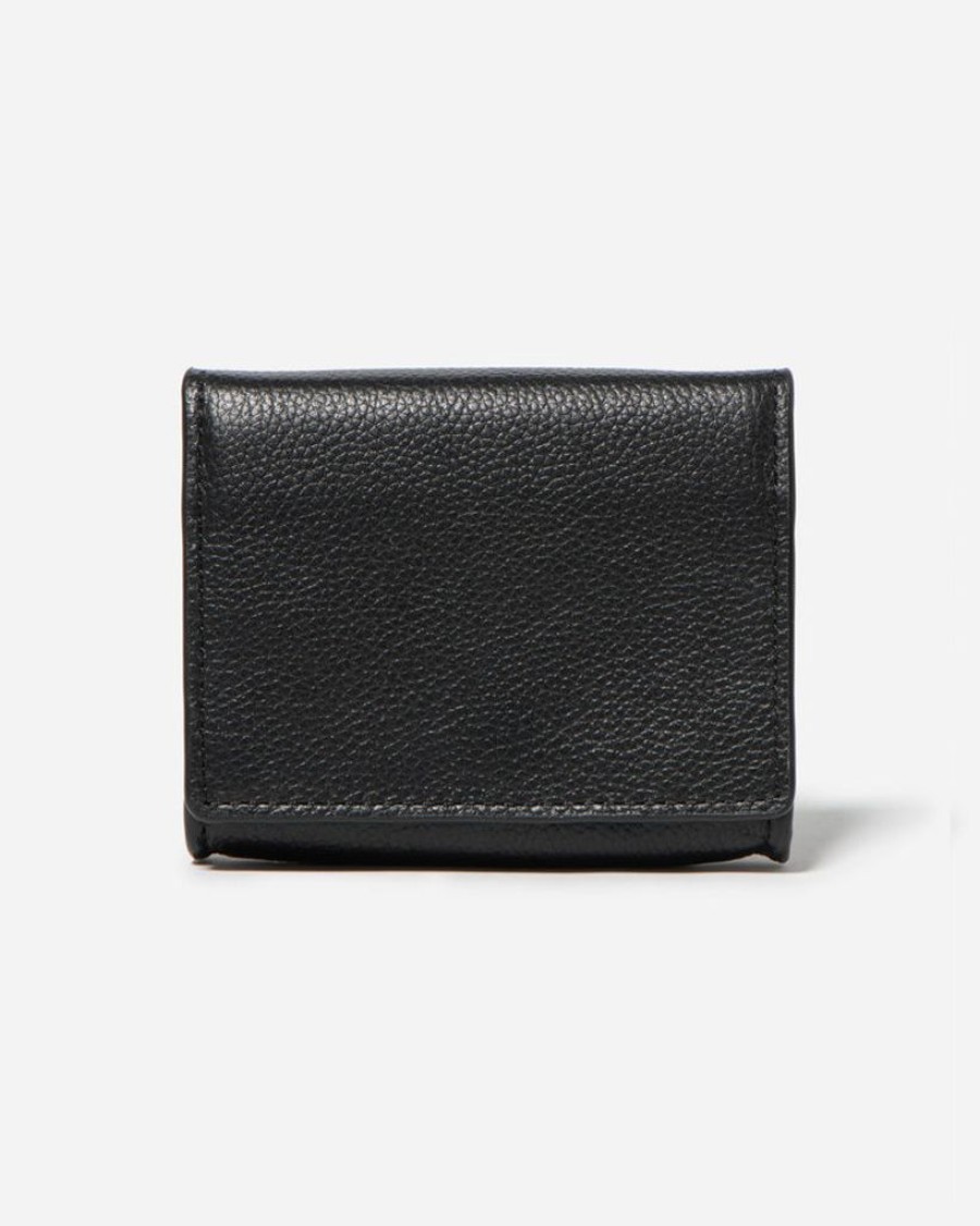 Wallets Stitch & Hide Bifold & Trifold Wallets | Stitch & Hide Leather Elliot Wallet Snap Button Black