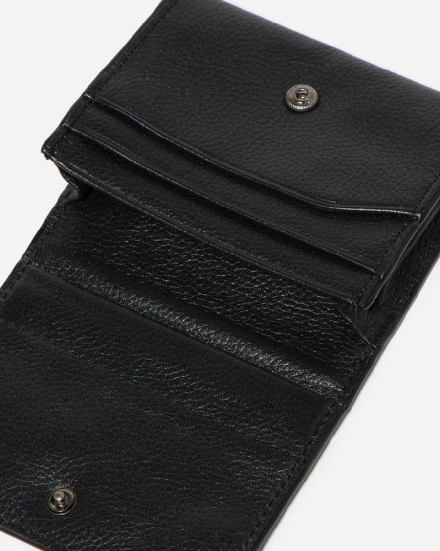 Wallets Stitch & Hide Bifold & Trifold Wallets | Stitch & Hide Leather Elliot Wallet Snap Button Black