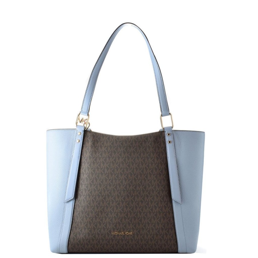 Handbags Michael Kors | Michael Kors Arlo Tote Shoulder Bag Blue 26 X 29 X 14 Cm