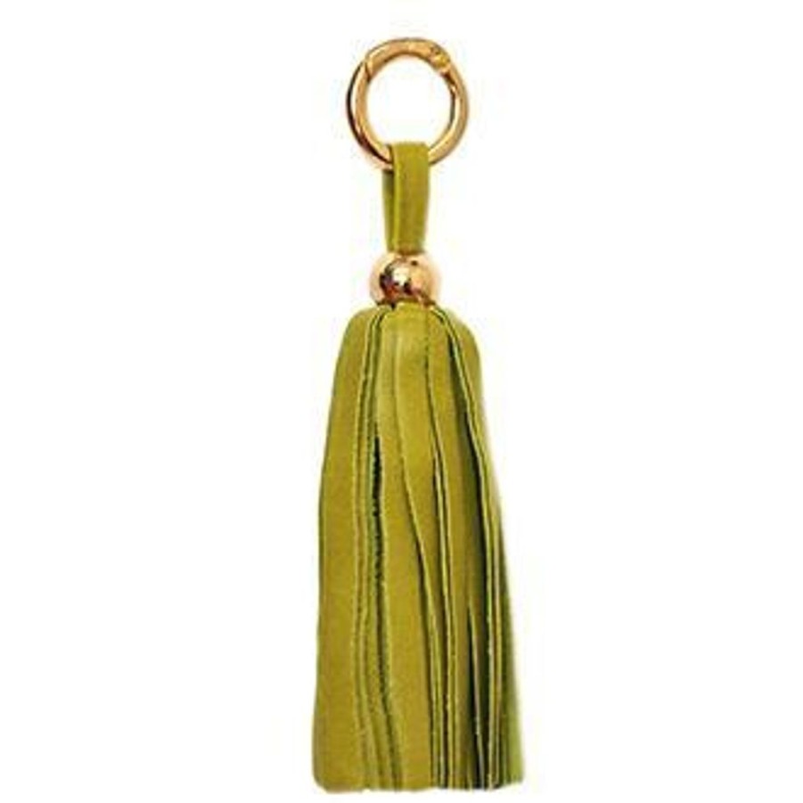 Wallets ClaudiaG Collection Key Cases & Keyrings | Claudiag Leather Tassel Keyring Bag Charm Lime Gold