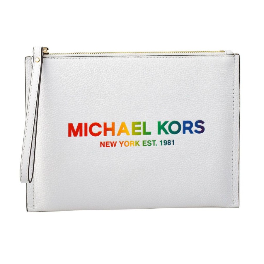 Wallets Michael Kors Pouch Wallets | Women'S Pouch Purse Michael Kors 35T2G4Pw4L-Gright-Wht