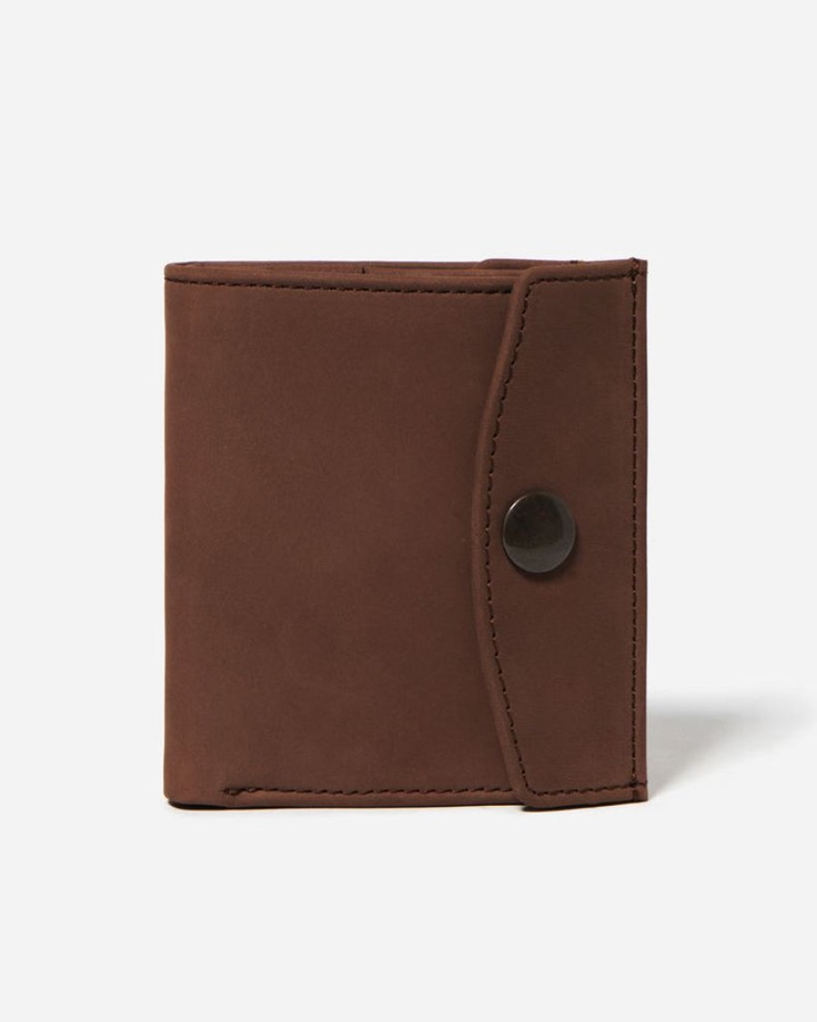 Wallets Stitch & Hide Bifold & Trifold Wallets | Stitch & Hide Leather Joey Bi-Fold Wallet Snap Closure Brown