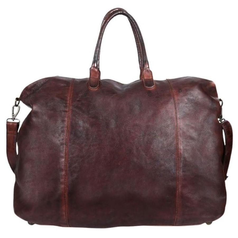 Handbags Gabee | Gabee Washed Leather Parkes Travel/Duffel Bag Chocolate Brown