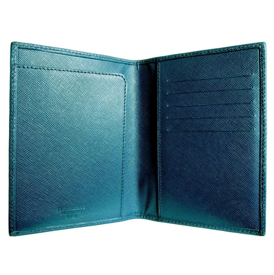 Wallets 72 Smalldive Travel Wallets | 72 Smalldive Saffiano Leather Bi Colored Passport Wallet Blue