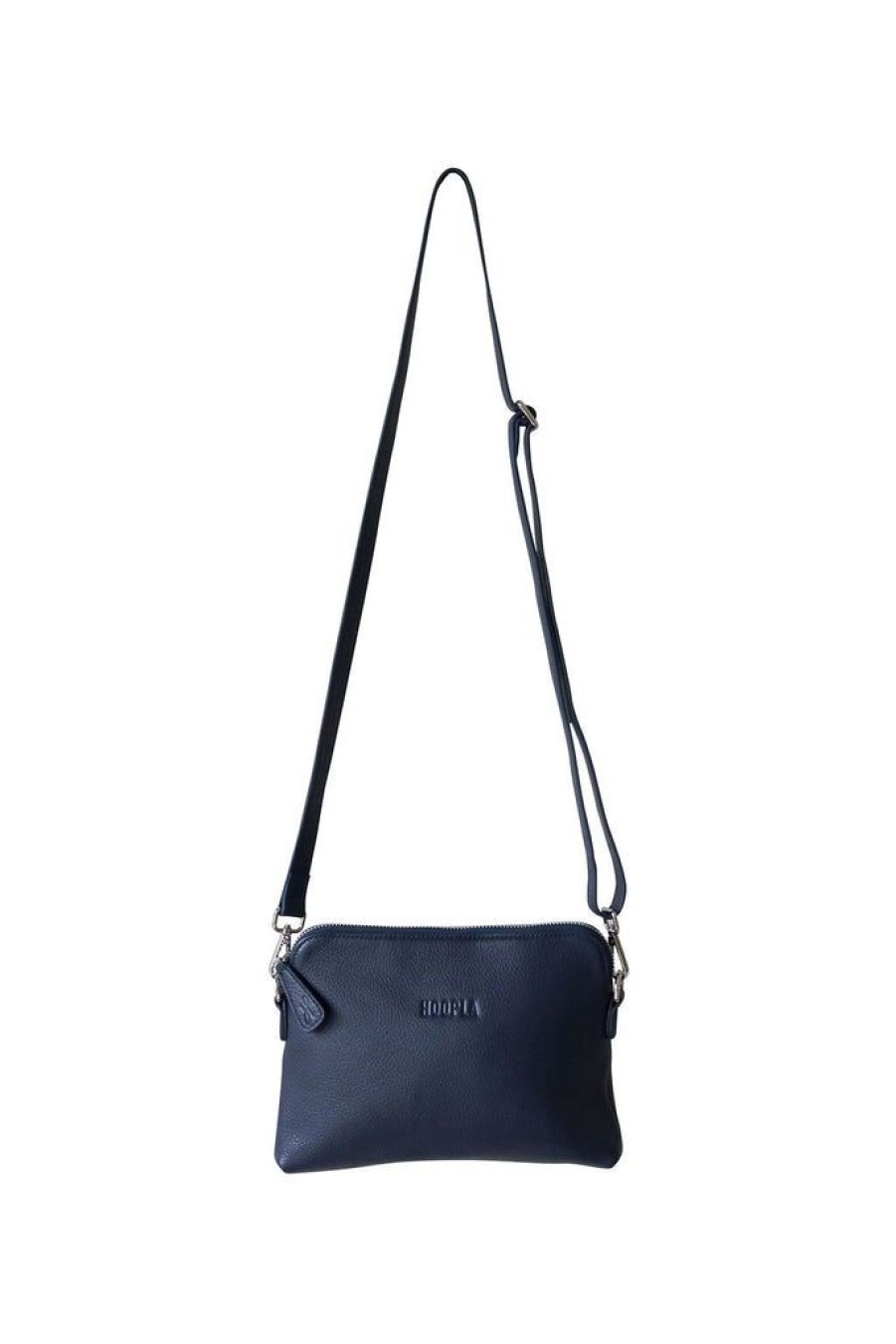 Handbags Hoopla | Hoopla Leather Mini Crossbody Slouch/Clutch Navy