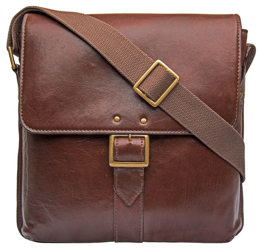 Men Hidesign Satchels & Messengers | Hidesign Vespucci Leather Medium Vertical Messenger Brown