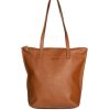 Handbags Hoopla | Hoopla Leather Small Zip Tote Tan