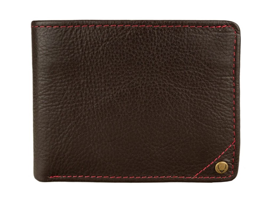 Wallets Hidesign Bifold & Trifold Wallets | Hidesign Angle Stitch Leather Slim Bifold Wallet Brown