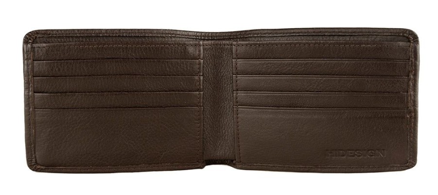 Wallets Hidesign Bifold & Trifold Wallets | Hidesign Angle Stitch Leather Slim Bifold Wallet Brown