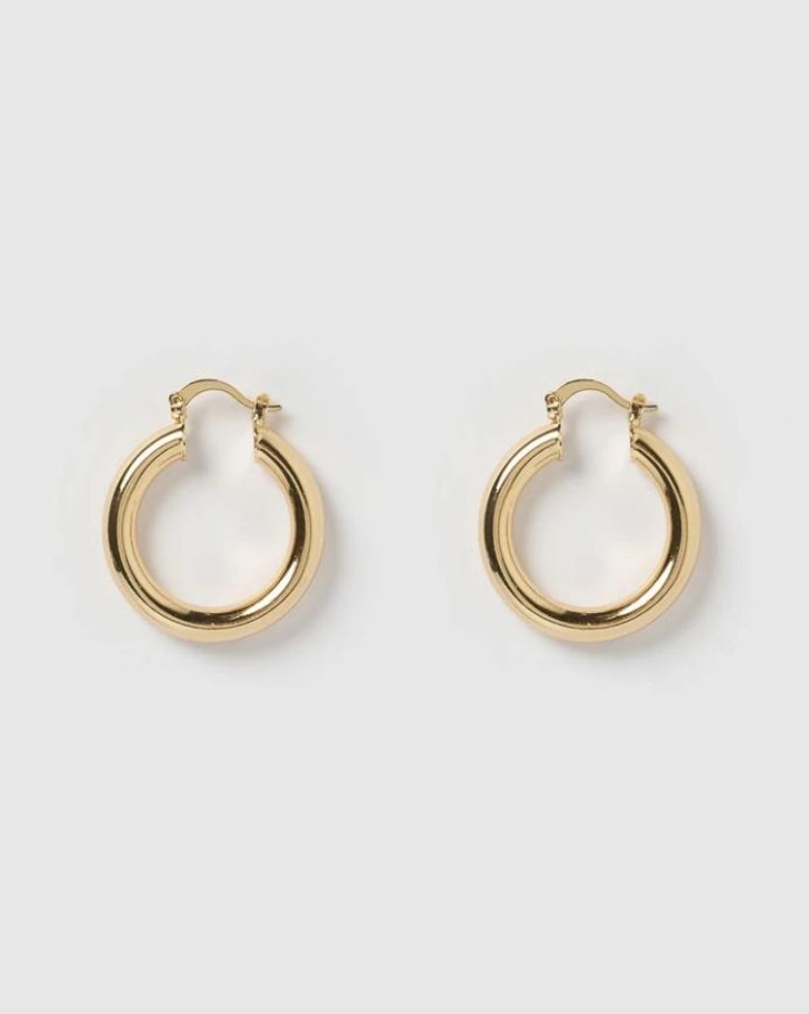 Jewellery Izoa Earrings | Izoa Teddy Hoop Earrings Small Gold