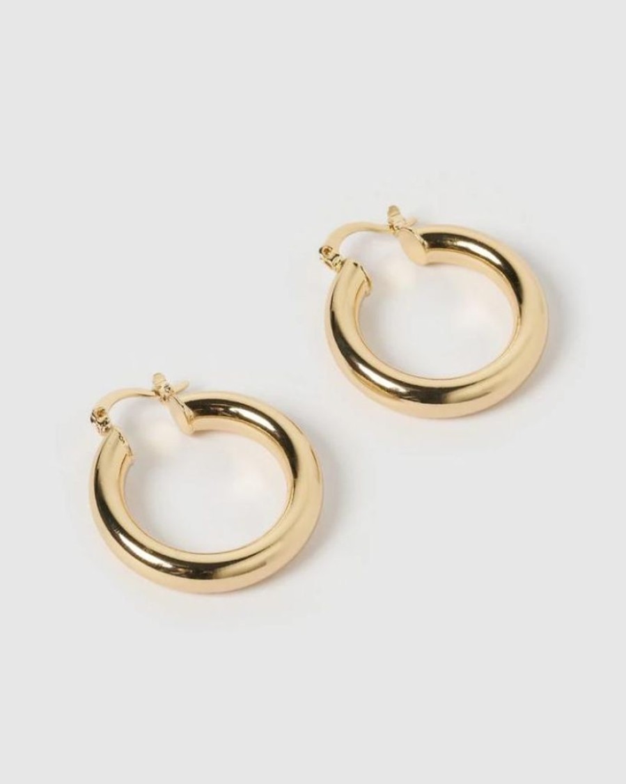 Jewellery Izoa Earrings | Izoa Teddy Hoop Earrings Small Gold