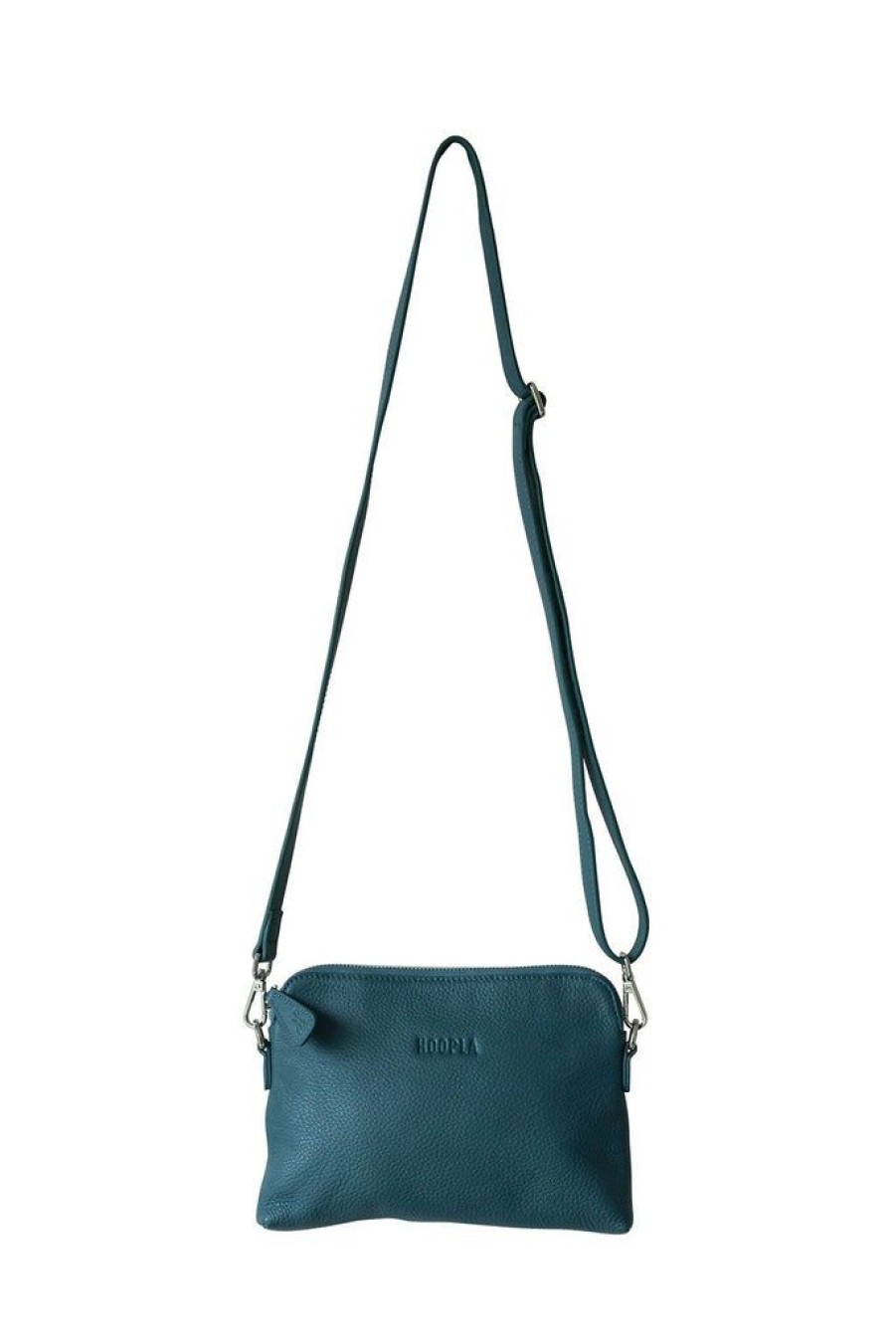 Handbags Hoopla | Hoopla Leather Mini Crossbody Slouch/Clutch Teal Blue