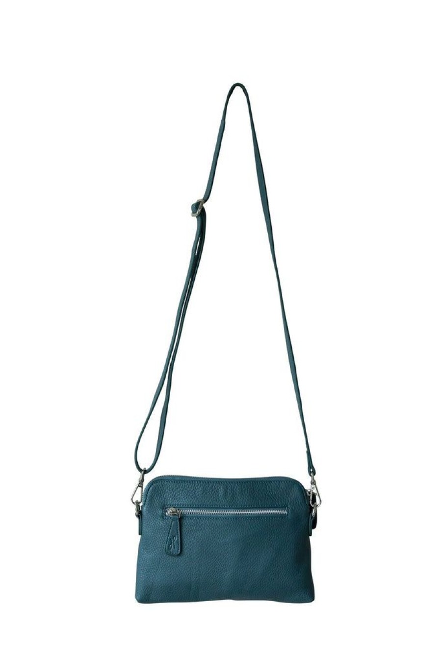 Handbags Hoopla | Hoopla Leather Mini Crossbody Slouch/Clutch Teal Blue