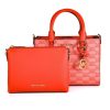 Handbags Michael Kors | Michael Kors Charlote Satchel Bag With Pouch Logo Print Red 27 X 16 X 10 Cm