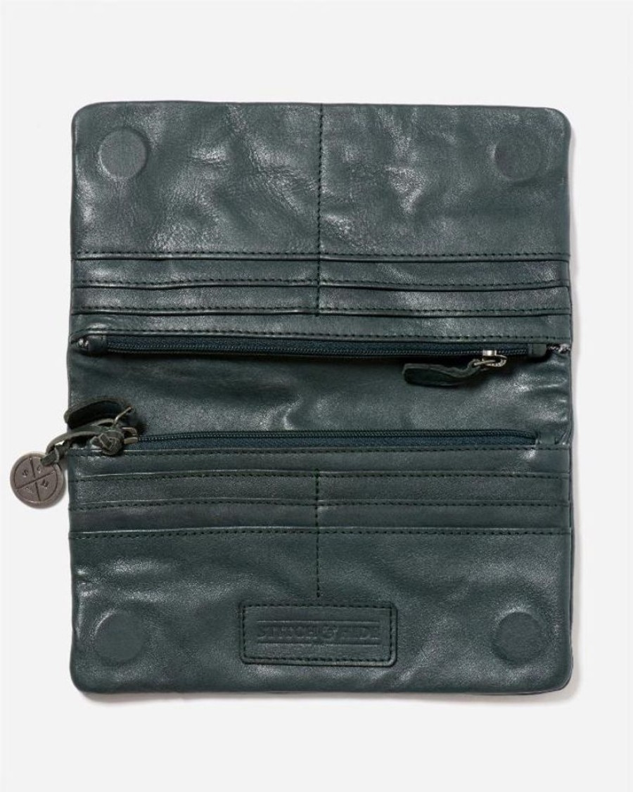 Wallets Stitch & Hide Snap Closure Wallets | Stitch & Hide Washed Leather Bondi Bi-Fold Wallet Petrol Green