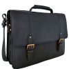 Men Hidesign Briefcases | Hidesign Charles Large Double Gusset Leather 17" Laptop Compatible Briefcase Work Bag Black