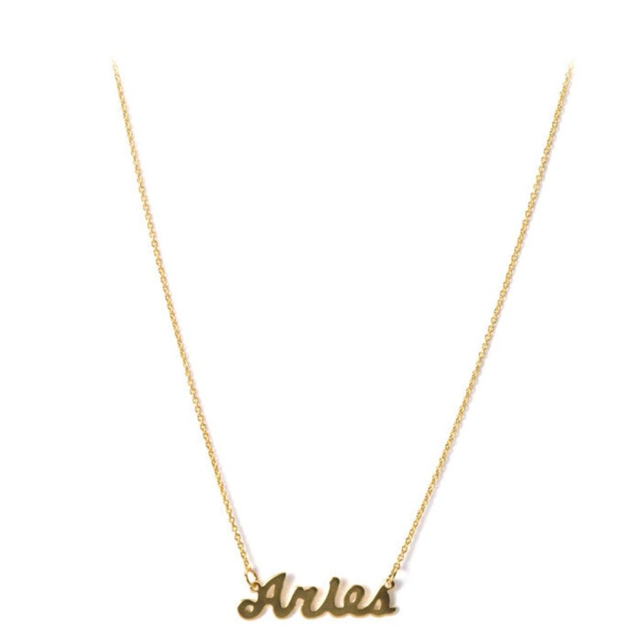 Jewellery Amano Studio Necklaces | Amano Studio Zodiac Sign Gold Calligraphy Script Necklace