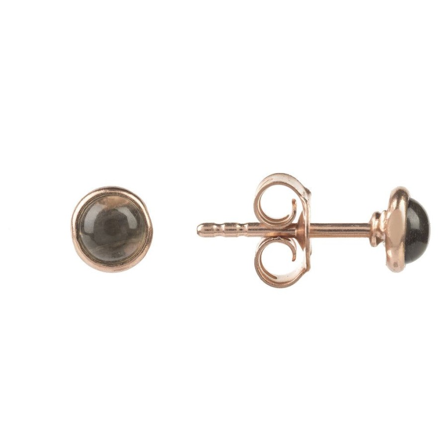 Jewellery LATELITA LONDON Earrings | Latelita London Petite Stud Earring Rosegold Smokey Quartz Hydro Earrings