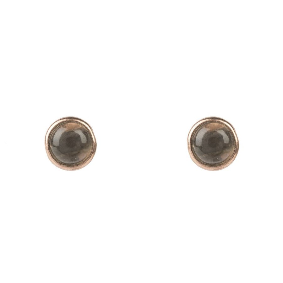 Jewellery LATELITA LONDON Earrings | Latelita London Petite Stud Earring Rosegold Smokey Quartz Hydro Earrings