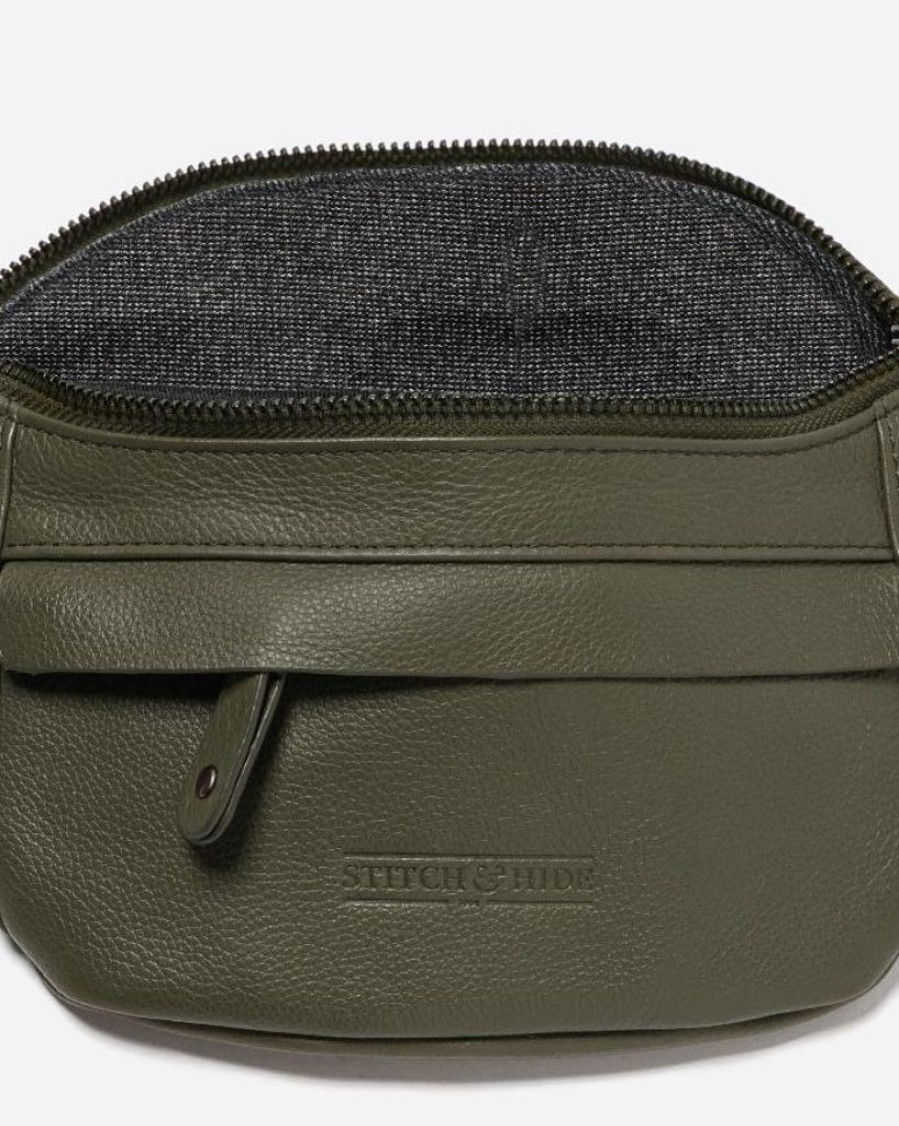 Handbags Stitch & Hide | Stitch & Hide Leather Bailey Hip/Crossbody Bag Olive Green - Free Keyring