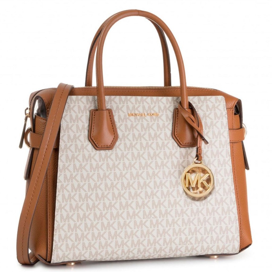 Handbags Michael Kors | Michael Kors 35F2Gm9S8B-Vanilla Leather Beige Mercer Satchel Bag