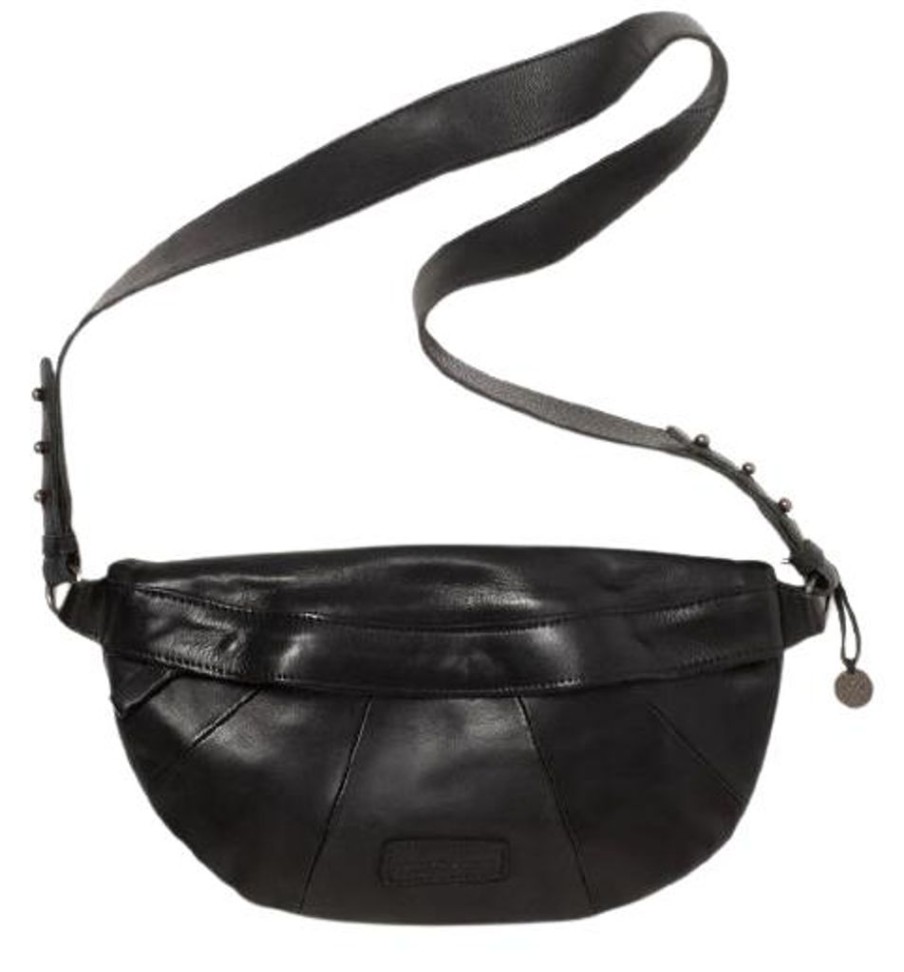 Handbags Stitch & Hide | Stitch & Hide Washed Leather St Kilda Sling/Shoulder Bag Black - Free Wallet Pouch