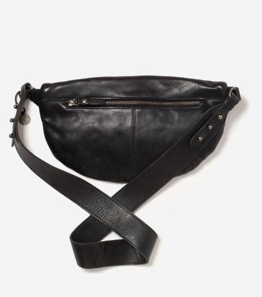 Handbags Stitch & Hide | Stitch & Hide Washed Leather St Kilda Sling/Shoulder Bag Black - Free Wallet Pouch