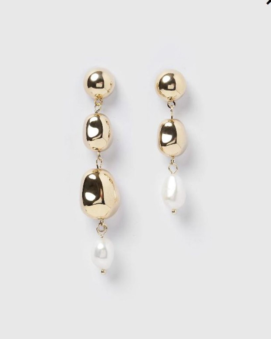 Jewellery Izoa Earrings | Izoa Judy Earrings Gold Pearl