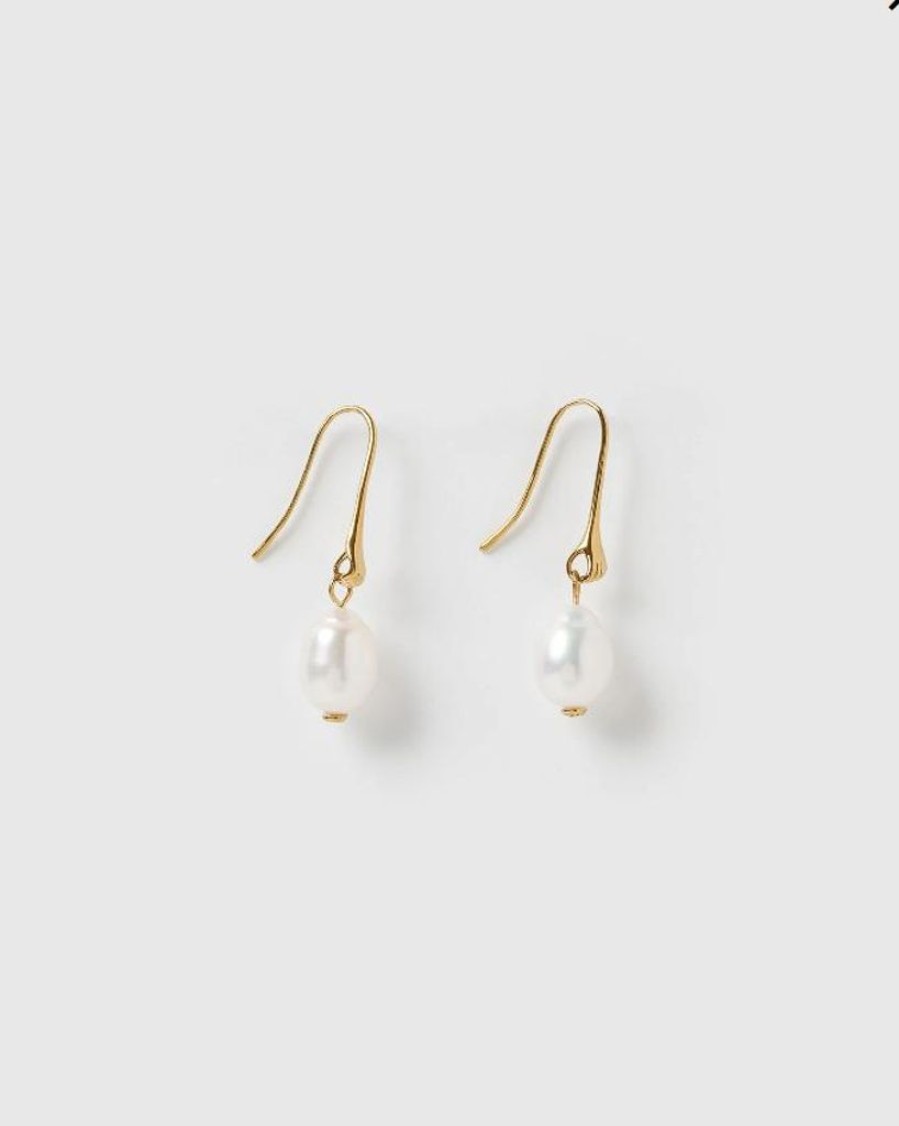 Jewellery Izoa Earrings | Izoa Sirius Drop Earrings Gold Freshwater Pearl