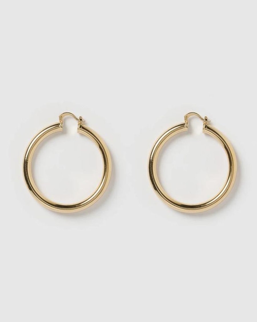 Jewellery Izoa Earrings | Izoa Teddy Hoop Earrings Gold