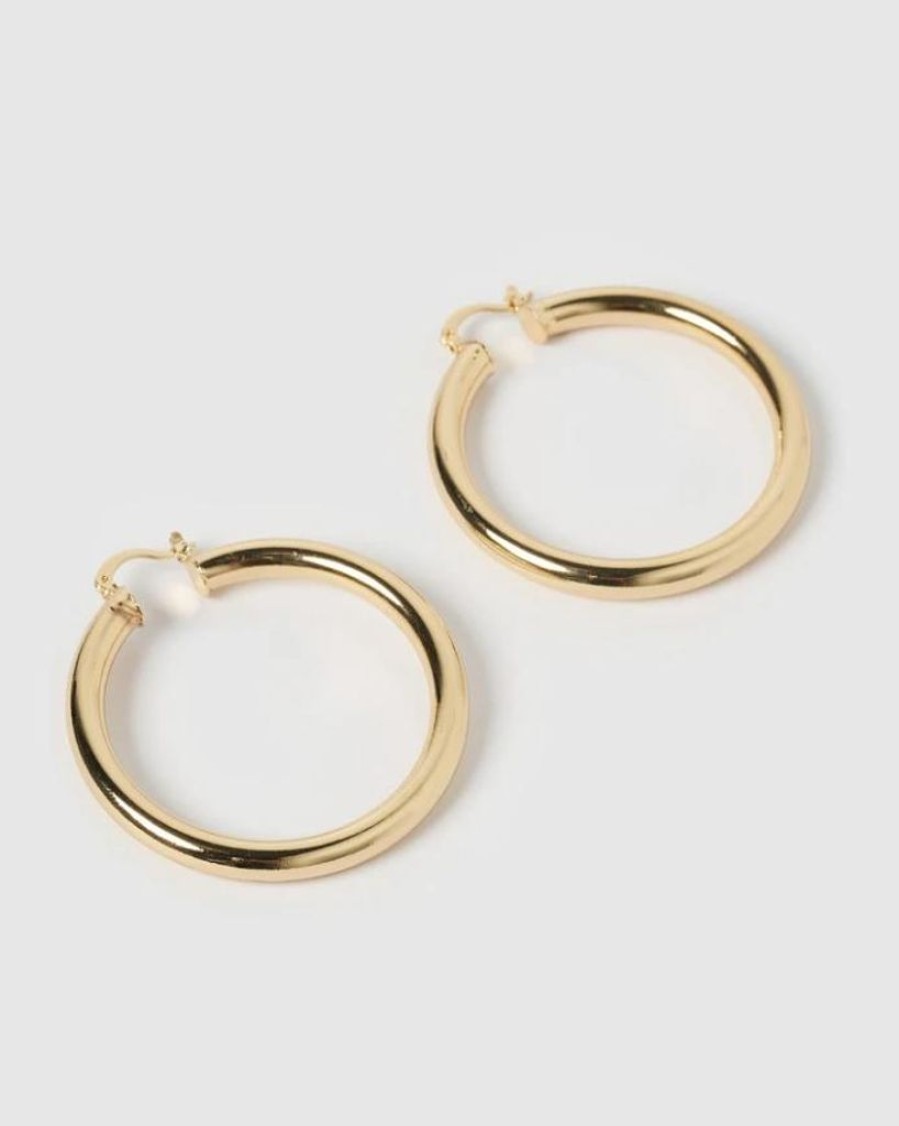 Jewellery Izoa Earrings | Izoa Teddy Hoop Earrings Gold