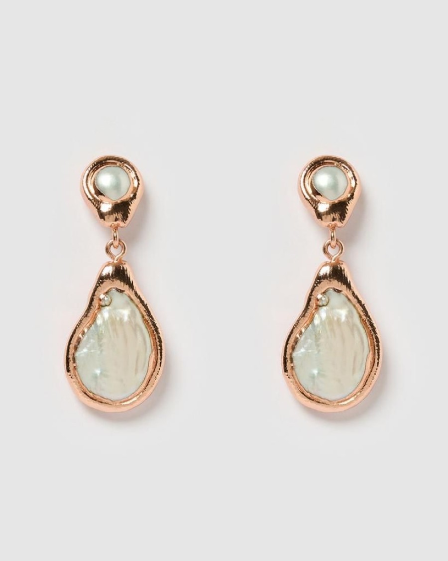 Jewellery Miz Casa & Co Earrings | Miz Casa & Co Amberly Earring Rose Gold Pearl