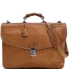 Men Floto Satchels & Messengers | Floto Leather Parma Messenger Parma Brown